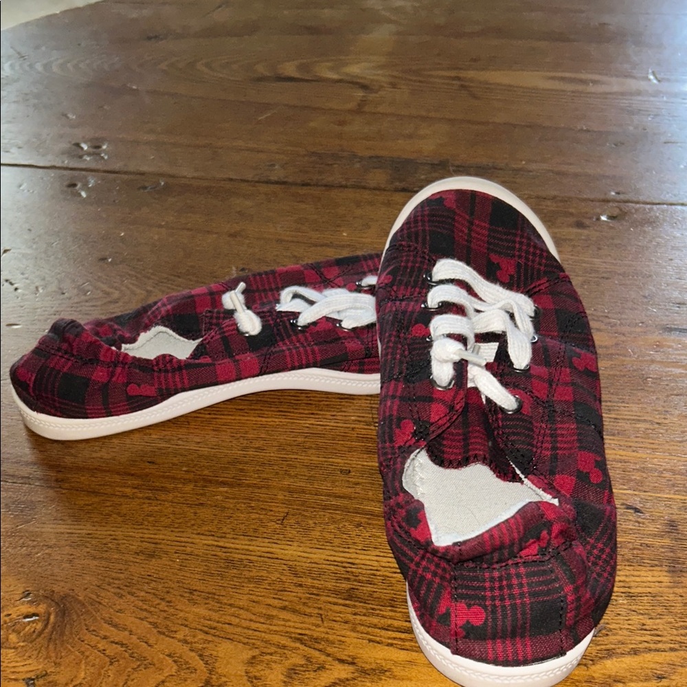 Disney Red and Black Plaid Slip-On Shoe